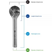 Шарошка по металлу Euroboor типа D, Ø головки - 12 мм RB.D1206